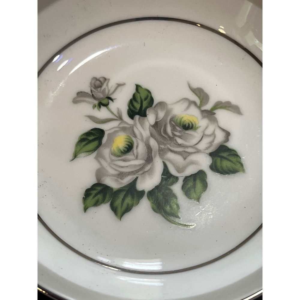 Gold Coast China First Love White Rose Small Bowl Saucer Silver Trim Japan 5.5in - Picture 2 of 5
